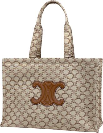 Celine Beige Brown Canvas Shoulder Bag Tote Bag (Pre-Owned)