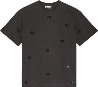 Ganni Stijlvolle dames T-shirt in grijs - Dames - T-shirts - Grijs - M - Katoen - Tops