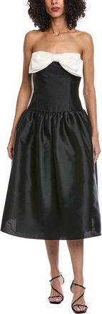 Self Portrait Taffeta Contrast Bow Midi Dress