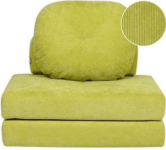 Beliani Sofá cama moderno minimalista de 1 plaza puf cama individual con cojín pana verde claro Olden