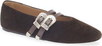 Le Monde Beryl Claudia Corduroy Mary Jane Flat in Chocolate at Nordstrom, Size 10.5Us
