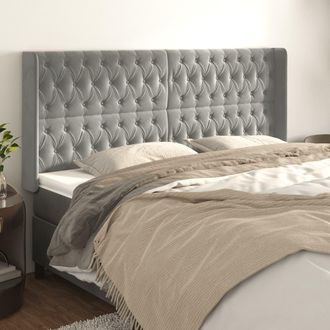 vidaXL Cabecero Con Orejas De Terciopelo Gris Claro 183x16x118/128 Cm Vidaxl