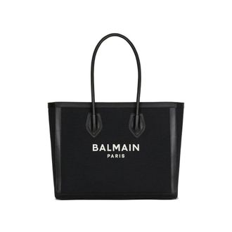 Balmain Black Cotton Tote Womens Bag