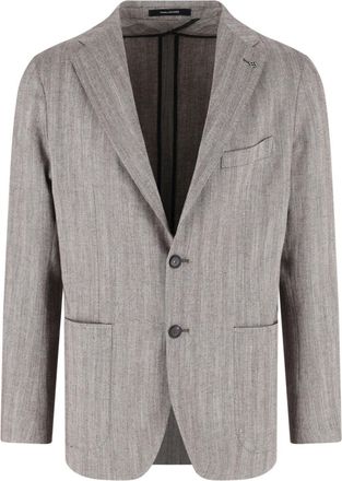 Tagliatore Grey Herringbone Notch Lapel Tailored Jacket