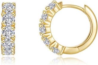 Lafonn Clara Pav&eacute; Simulated Diamond Huggie Hoop Earrings in Gold at Nordstrom