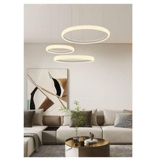 Trade Shop Trade Shop Traesio - Trade Shop - Lampadario Led 60w A Sospensione 3 Anelli Cristalli Luce 3000k 6500k 4000k Lp-39b