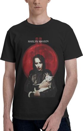 Generic Mens Manson Rock Band Marilyn Printed Cotton Shirt Simple and Practical Top Casual and Sport Shirts Black XL