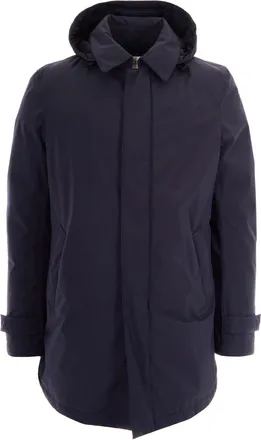 Herno Blue Technical Hooded Down Jacket