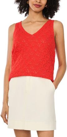Vince Camuto Cotton Blend Pointelle Tank in Lobster Red at Nordstrom, Size Xx-Small