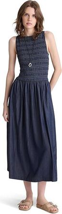 Madewell Denim Smocked Boatneck Maxi Dress Womens Dress Carrigan Wash : XL (Womens 14-16), Cotton/Lyocell/Viscose