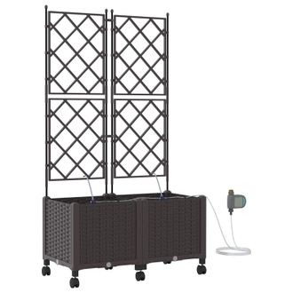 vidaXL Maceta De Jard&iacute;n Con Riego Y Ruedas 2 Uds. Marr&oacute;n Pp Vidaxl