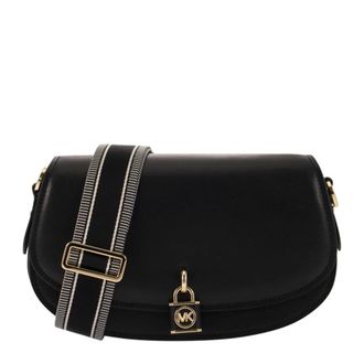 Michael Kors Cross Body Bags, female, Black, Size: ONE SIZE Medium Leather Messenger Bag