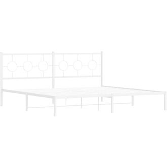 vidaXL Estructura Cama Sin Colch&oacute;n Con Cabecero Metal Blanco 193x203cm Vidaxl