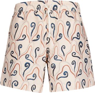 Commas plant-print swim shorts - men - Polyester - S - Neutrals