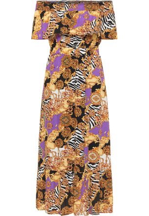 Faina midi-jurk Dames Oranje Veelkleurig