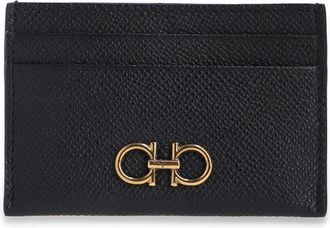 Ferragamo Gancini Card Case - Dames - Portefeuilles - Zwart - ONE Size - Leer - Accessoires