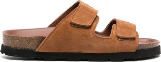 Palm Angels touch-strap flap sandals - women - Calf Leather/Calf Leather/Rubber - 34.5 - Brown