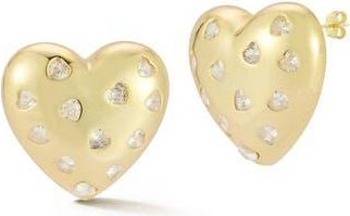 Glaze Jewelry Cubic Zirconia Heart Stud Earrings in Gold at Nordstrom Rack