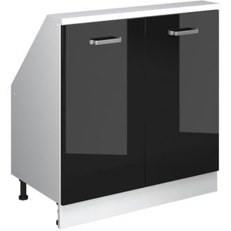 Vicco Armario Para Techo Inclinado Rion, Roble Negro Alto Brillo/blanco, Con 2 Puertas, Vicco