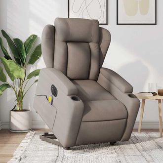 vidaXL Vidaxl - Sill&oacute;n De Masaje El&eacute;ctrico Reclinable Elevable Tela Taup&eacute;