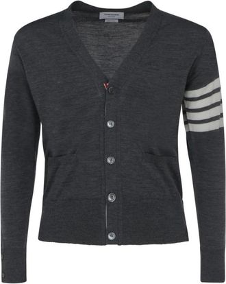 Thom Browne Truien & Vesten, Heren, Grijs, M, Wol, Gestreepte Manchetten Wollen Vest