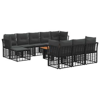 vidaXL Conjunto De Sof&aacute;s De Jard&iacute;n 11 Uds. Negro Y Gris Oscuro Vidaxl