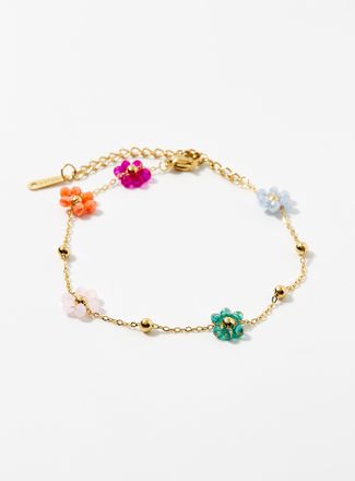 Simons Womens Faceted-bead floral bracelet