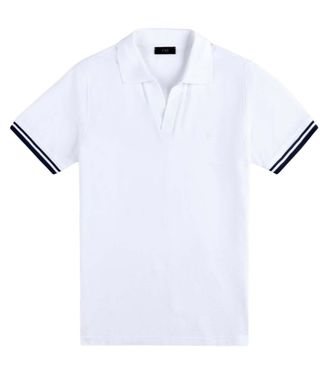 Fay White Solid Shirt Collar Polo