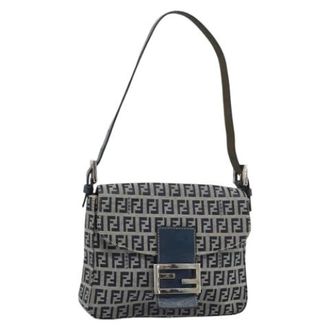 Fendi Pre-owned Zucchino Canvas Shoulder Bag - Dames - Pre-owned - Grijs - Maat: ONE Size Leer