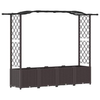 vidaXL Cama Elevada Con Trellis Y Techo Marr&oacute;n 204 X 40 X 141 Cm Pp Vidaxl