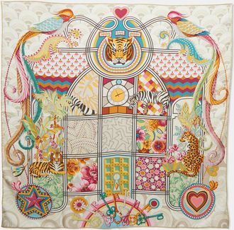 Ferragamo Multicolor Printed Silk Square Scarf