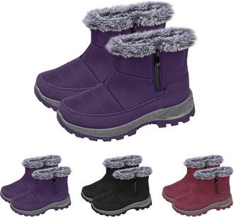 Generic Winter Snow Boots for Women Thick Warm Faux Fur Lined Boots Waterproof Non Slip Orthopedic Shoes with Arch Support Casual Comfortable Hiking Shoes for