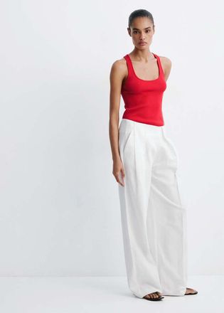 Mango Top coste avvitato rosso - Donna - XXS - MANGO