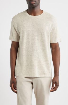 Nordstrom Linen & Cotton Short Sleeve Sweater Tee in Beige Oak Heather at Nordstrom, Size Xxx-Large