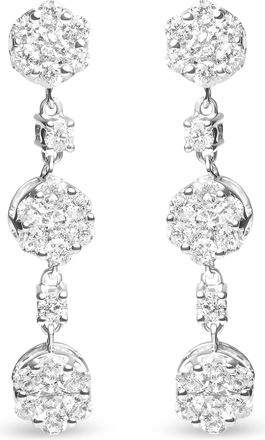 House of Brilliance 14K White Gold 2.00 Cttw Diamond Composite Cluster Floral Drop Earrings