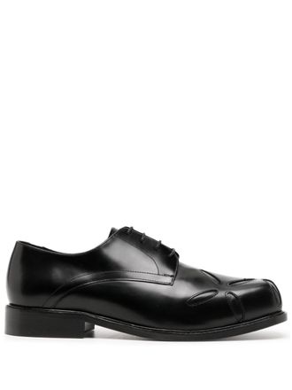 Stefan Cooke embroidered-detail leather derby shoes - men - Calf Leather/Calf Leather/Calf Leather - 42 - Black