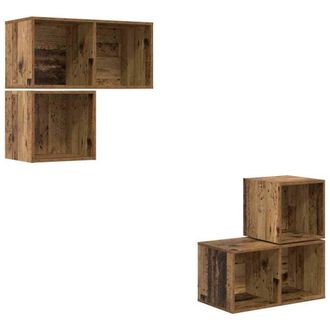 Berkfield Home TV Cabinet Set 4 pcs Old wood 37 x 37 x 72 cm Engineered wood in Brown