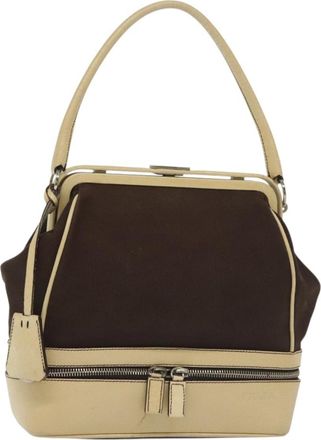 Prada Vintage Handbag Canvas Beige Canvas Handbag (Pre-Owned)