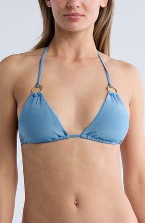 Vitamin A Cosmo Ring Detail Metallic Triangle Bikini Top in Ocean at Nordstrom Rack, Size Medium