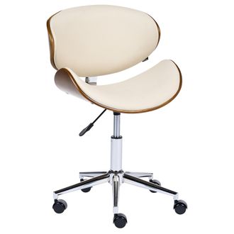 Beliani Silla De Escritorio Tapizada En Piel Sint&eacute;tica Elevador De Gas Asiento Ajustable En Altura Giratoria Con Ruedas Gris Rotterdam