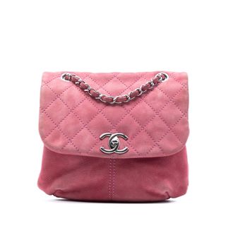 Chanel Pre-owned Womens Mini Quilted Nubuck Trianon Messenger Flap - Rose Gold Leather - One Size