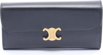 Celine Black Leather Long Wallet (Bi-Fold) (Pre-Owned)