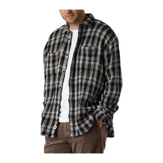 Anerkjendt Geruite Structuur Overshirt voor Mannen - Heren - Casual Overhemden - Zwart - M - Overhemden