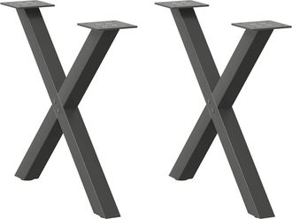 vidaXL Vidaxl Gambe Per Tavolino Da Caff&egrave; A X 2 Pz Antracite 60x(42-43) Cm Acciaio