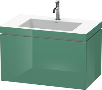 Duravit Lavabo Para Muebles Duravit L-cube C-bonded Con Base, Colgante, 80x48 Cm, 1 Extra&iacute;ble, Sin Rebosadero, 1 Agujero Para Grifo, Color: Jade Laca Alto Bri