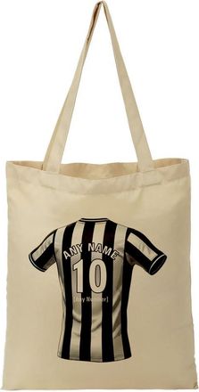Unigift Personalised Geordie Gift - Tyneside Football Tote Shopping Bag (Black and White Stripes Design) Any Name Message Unique