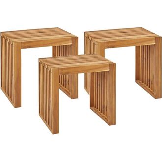 Beliani Beliani - Set di 3 sgabelli moderni rustici da giardino in legno dacacia Bellano