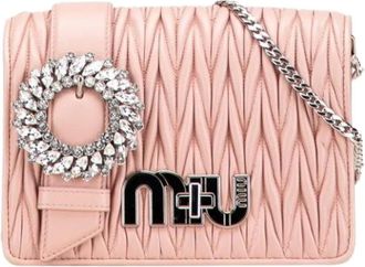 Miu Miu Pre-owned Shoulder Bags, female, Pink, Size: ONE SIZE Pre-owned Leather Crossbody Bag