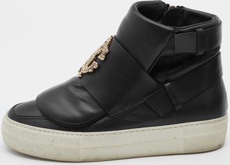 Roberto Cavalli Black Leather High Top Sneakers