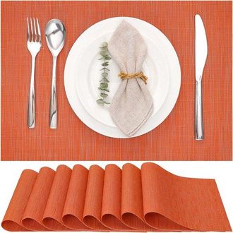 OEM Juego De 6 Manteles Individuales, Pvc Tejido, Antideslizantes Y Resistentes Al Calor Hasta 100 &deg;c, 43 X 30 Cm, Lavables, Naranja